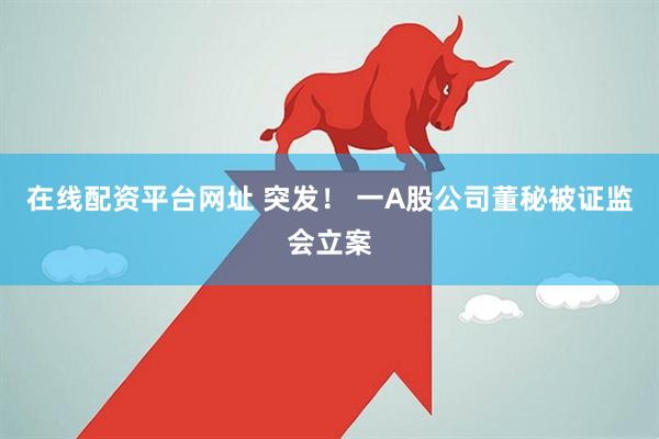 在线配资平台网址 突发！ 一A股公司董秘被证监会立案